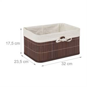 Lot de 4 paniers de rangement en bambou Marron - Blanc - Bambou - Bois manufacturé - Textile - 32 x 18 x 24 cm