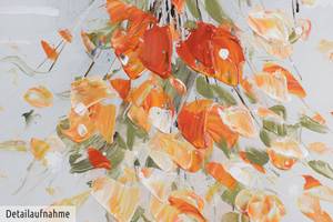 Tableau peint à la main Illuminate Me Orange - Blanc - Bois massif - Textile - 150 x 50 x 4 cm
