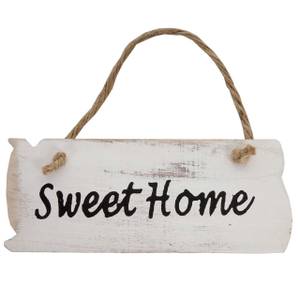 Wandschild Sweet Home Shabby-Look Weiß - Holzart/Dekor - Holz teilmassiv - 25 x 10 x 1 cm