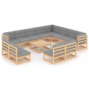 Garten-Lounge-Set (13-teilig) 3009852-2 Grau - Holz