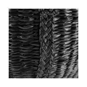 Runder Korb aus schwarz gefärbter Binse Naturfaser - 35 x 19 x 35 cm
