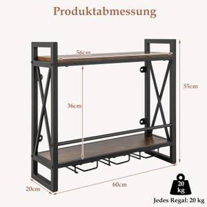 Weinregal Wand Braun - Holzwerkstoff - 20 x 55 x 60 cm