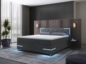 Boxspringbett Lima mit LED Anthrazit - Breite: 180 cm