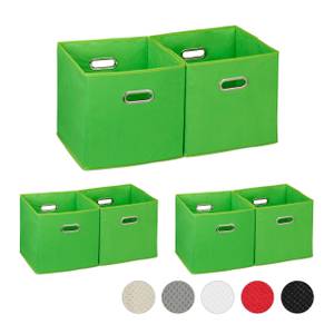 6 x Aufbewahrungsbox Stoff grün Grün - Silber