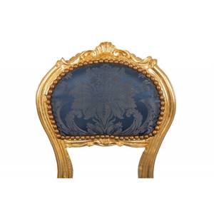 Chaise Française Louis XVI Bleu - Jaune - Bois massif - Bois/Imitation - 42 x 90 x 45 cm