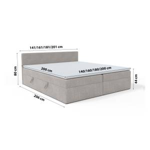 Boxspringbett Doppelbett Menorca Hellgrau - Breite: 140 cm