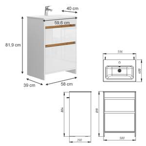 Badmöbel Set Detmold 40059 Weiß - Holzwerkstoff - 58 x 81 x 39 cm