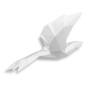 Harz-Skulptur Origami-Vogel Weiß