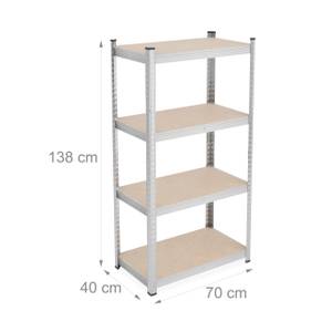 Verzinktes Schwerlastregal mit 4 Ebenen 70 x 40 cm