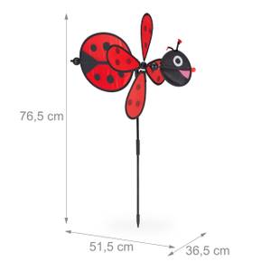 Moulin à vent Coccinelle en lot de 2 Noir - Rouge - Matière plastique - Textile - 37 x 77 x 52 cm