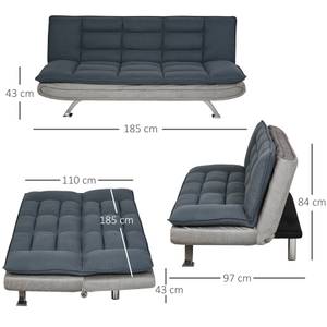 Schlafsofa als 3-Sitzer 833-835 Grau - Metall - 97 x 84 x 185 cm