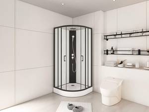 Cabine douche simple ROVATA Noir - Verre - 80 x 200 x 80 cm