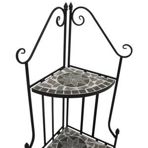 Gartenregal SIENA Schwarz - Grau - Keramik - Metall - Stein - 38 x 142 x 36 cm