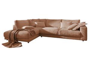 Sofa MADELINE Ecksofa Cord Braun - Ecke davorstehend links