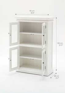 Vitrine Halifax Blanc - En partie en bois massif - 90 x 130 x 40 cm