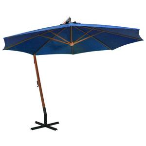 Parasol suspendu 3005780 Bleu - Métal - Bois massif - 350 x 290 x 350 cm