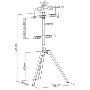 TV-Ständer LUMFS35-44F-01_ZWART Schwarz - Massivholz - Holz teilmassiv - 77 x 135 x 50 cm