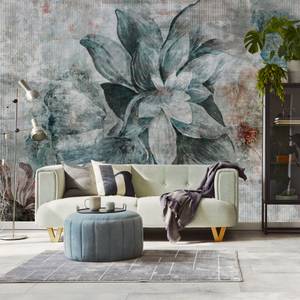 Fototapete BLUMEN Beton Optik Vintage Blau - 90 x 60 x 60 cm