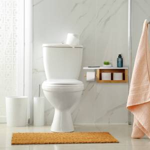 Porte-papier toilette support bambou Marron - Blanc - Bambou - Bois manufacturé - 50 x 17 x 18 cm