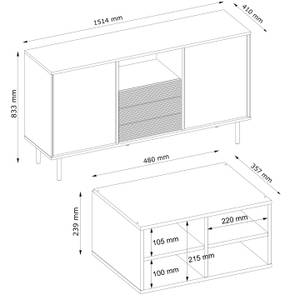 LOFTY Kommode Kreuzeinlage Schwarz - Braun - Eiche Dekor