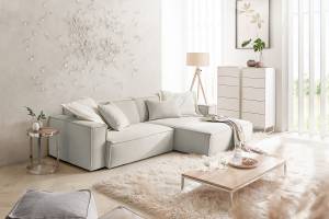 Ecksofa SAMU Sofa Feincord Silber - Ecke davorstehend rechts