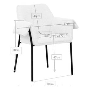 Chaise à accoudoirs Bess Gris - Textile - 70 x 85 x 63 cm