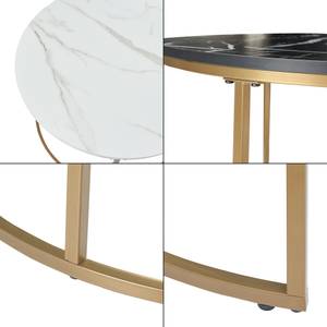 Set de 2 tables basses Christchurch Imitation marbre noir - Imitation marbre blanc - 70 x 70 cm - Diamètre : 70 cm - Bois manufacturé - Métal