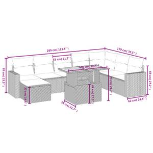 Gartensitzgruppe K906(9-tlg) Schwarz - Massivholz - 69 x 62 x 55 cm