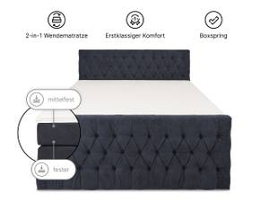 LONDON Boxspringbett mit Bettkasten Anthrazit - Breite: 180 cm