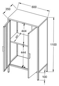 Kommode Flokas Weiß - Metall - 60 x 110 x 35 cm