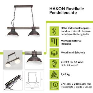 Lampe à suspension HAKON Argenté / Gris - Gris argenté - Bois - Profondeur : 60 cm