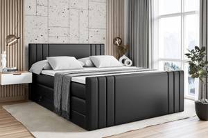 Boxspringbett IDRIKO-Z KING Hochglanz Schwarz - Breite: 180 cm