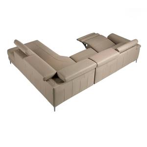 Canapé d'angle en cuir avec relax Gris - Cuir véritable - Textile - 295 x 97 x 232 cm