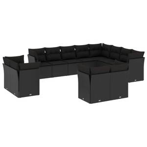 Gartensitzgruppe K339(12-tlg) Schwarz - Massivholz - 69 x 62 x 55 cm