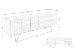 TV-Möbel 3260 Braun - Holzwerkstoff - 180 x 60 x 42 cm