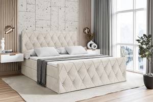 Boxspringbett - AMAY Ecru - Breite: 140 cm - H3