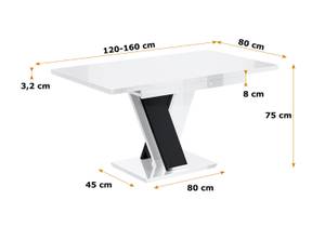 Esstisch ASIV Hochglanz Schwarz - Hochglanz Weiß