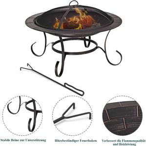 Feuerschale Grill Schwarz - Metall - 76 x 53 x 76 cm