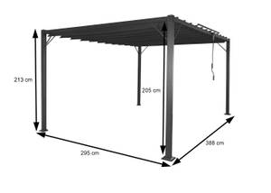 Pergola L40 Grau - Metall - 388 x 213 x 295 cm