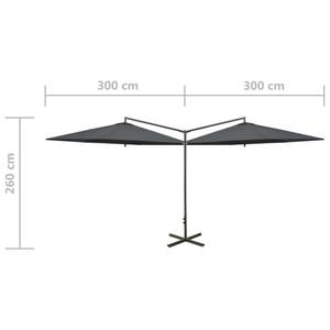 Parasol d'extérieur 3008735 Gris - Métal - Textile - 290 x 260 x 600 cm