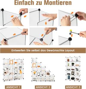 Regalsystem stapelbar 16 Fächern Kunststoff - 31 x 129 x 125 cm