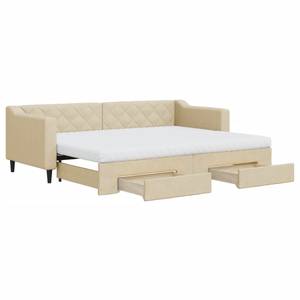 Lit de jour avec Lit gigogne 3030076-5 Crème - Profondeur : 90 cm