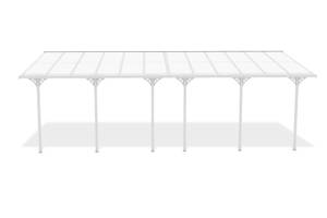 Pergola/Carport KLEO adossé XL Blanc - Largeur : 800 cm