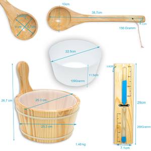 3-teiliges Sauna Set SVEN Braun - Massivholz - 26 x 27 x 26 cm