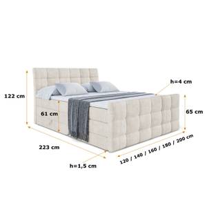 Boxspringbett APO-Z-KING Ecru - Breite: 120 cm