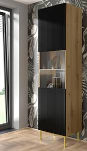 Vitrinenschrank RAVENNA B SC60 1D Beige - Schwarz - Gold