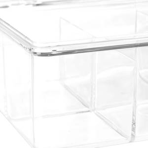 Teebox transparent mit 6 Fächern Kunststoff - 22 x 9 x 15 cm