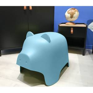 Chaise enfant en plastique bleu - COCHON Bleu - Matière plastique - 60 x 40 x 35 cm