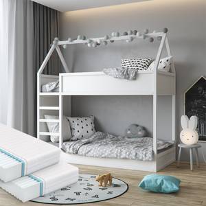 Kinderbett Massimo mit Matratzen Weiß - Massivholz - 209 x 204 x 99 cm
