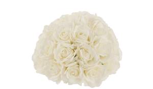 Boule de fleurs 1/2 rose plastique blanc Blanc - Matière plastique - 12 x 13 x 12 cm